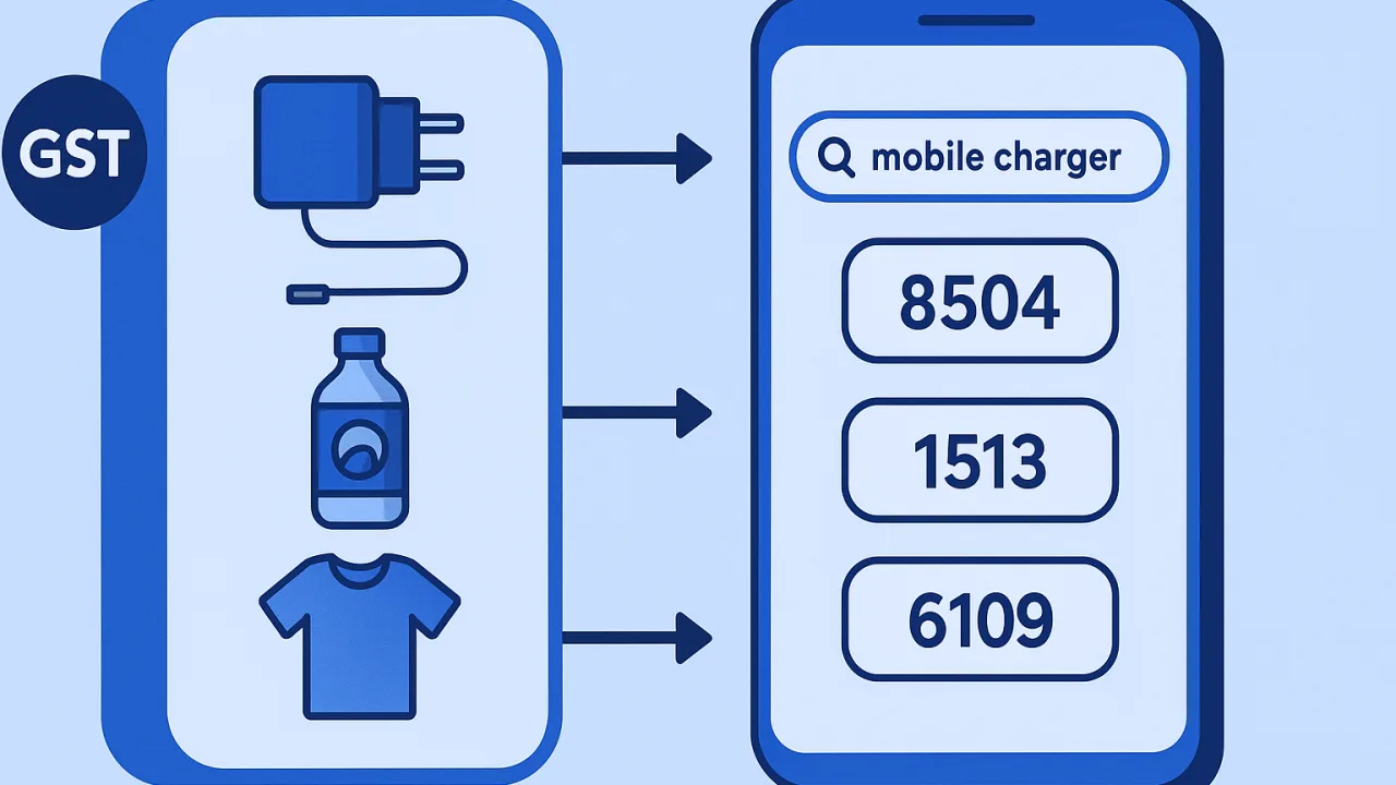 Flowchart demonstrating HSN code resolution for common retail products