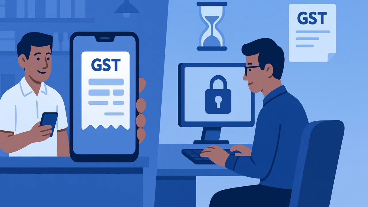 Comparison of mobile versus desktop GST billing impact on kirana store counter operations during filing season